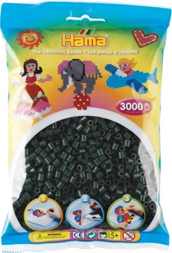 Koraliki 3000 szt. ciemna zieleń HAMA MIDI 201-28