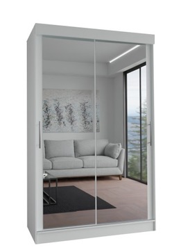 SZAFA MALVA Z LUSTRAMI - BIAŁA - 2D 130 CM - garderoba z uchwytem