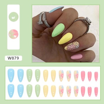 Manicure Halloween Nail Poręczne sztuczne paznokcie Kolorowy kwiat