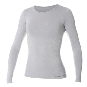 Brubeck Koszulka damska z długim rękawem COMFORT WOOL popielaty XL