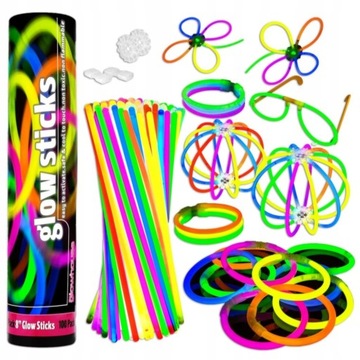 PAŁECZKI OPASKI ŚWIECĄCE FLUORESCENCYJNE 100 szt