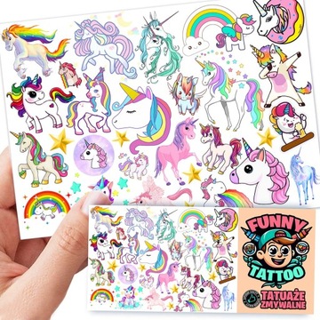 TATUAŻE ZMYWALNE DLA DZIECI DZIECIĘCE JEDNOROŻCE UNICORN WZORY JAKOŚĆ
