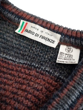 FABIO DI FIRENZE SWETER WEŁNIANY ZE SKÓRKĄ, ROZ. M