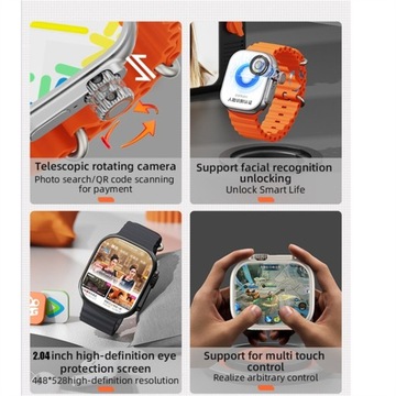 CDS9 Smart Watch --SIM Wifi GPS LTE, guma, pomarańcze i czerwienie