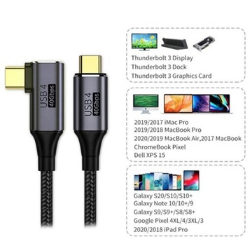 USB4 Gen 3.2, 40 Гбит/с, 8K, 60 Гц, 240 Вт, кабель Thunderbolt 3