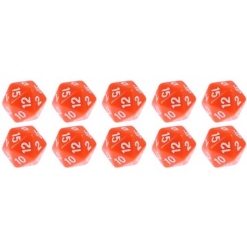 ZESTAW 10 KOSTEK K20 RPG POMARAŃCZOWA KOŚĆ DWUDZIESTOŚCIENNA