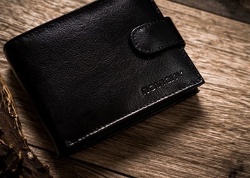 ROVICKY elegancki portfel męski skórzany STOP RFID