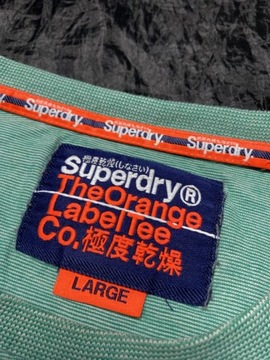 Superdry Super DRY ORYGINALNY zielony bawełniany T SHIRT koszulka rozmiar M