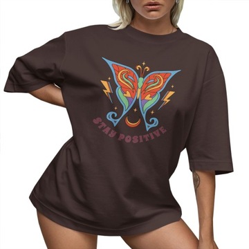T-SHIRT OVERSIZE LUŹNA KOSZULKA MOTYL BAWEŁNIANA L SUKIENKA JAKOŚĆ