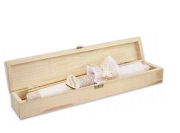 ЭКО СВЕЧА НА/КРЕЩЕНИЕ, ДЕРЕВЯННАЯ КОРОБКА, ЭКО ГРАВИРОВКА