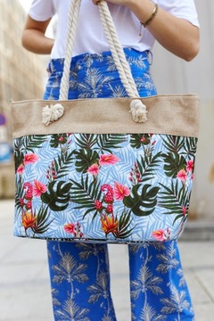 Piękna duża shopperka torba na zakupy plażowa funkcjonalna torebka damska
