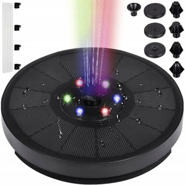 Садовый солнечный фонтан со светодиодной подсветкой RGB, каскадный насос для пруда, сетка, 7 наконечников