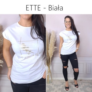 BLUZKA koszulka KOBIECA TSHIRT top MODNE WZORY, L