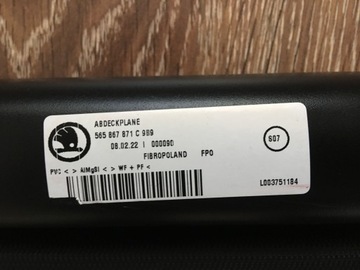 ROLETA KUFRU ČERNÁ SKODA KODIAK 565867871C