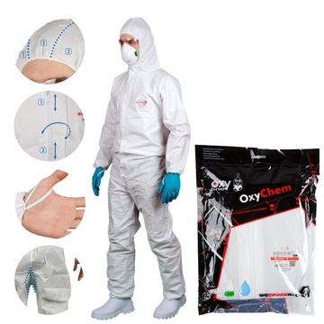 Kombinezon roboczy jednoczęściowy ochronny 6 5 chemiczny z kapturem r. 3XL