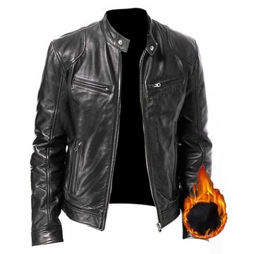 Men Jacket Solid Color Stand Collar Zipper Long Sl