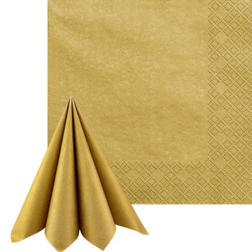Serwetki papierowe ZŁOTY METALIK trójwarstwowe 33x33cm 20 sztuk! ELEGANCKIE