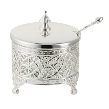 Cukiernica posrebrzana z łyżeczką wysokość 11 cm SILBER VILLA ITALIA