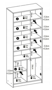 Гардероб, закрытая полка, Графит -дуб Wotan R004 Shelf