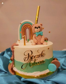 СТОРОНА ТОРТА ТОПЕР ОДИН ГОД ИМЯ ЗОЛОТО ЗЕРКАЛО