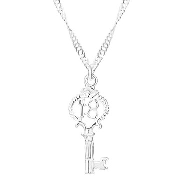 Piękny Naszyjnik Srebrny 925 Sekretny Kluczyk Ozdobny Klucz Miłości Key
