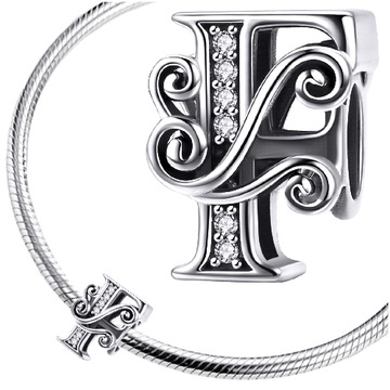 CHARMS LITERKA F srebro 925 zawieszka koralik S925