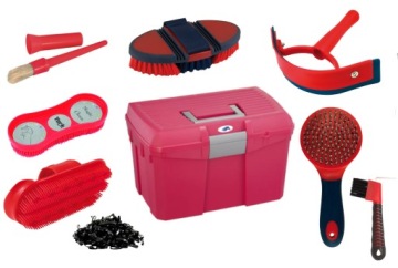 НАБОР ЩЕТКОВ ДЛЯ ЛОШАДИ 9 ELEMENTS, КОРОБКА С РОЗАМИ