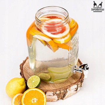 БАНКА С КРАНОМ СТЕКЛЯННАЯ БАНКА 4 Л ДЛЯ ЛИМОНАДНЫХ НАПИТКОВ ВОДА БОЛЬШОЙ КОНТЕЙНЕР