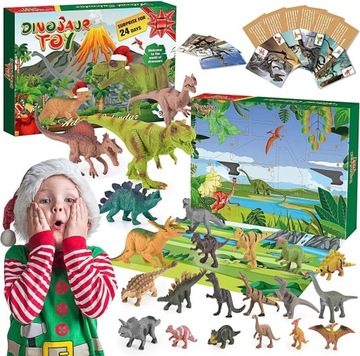 KALENDARZ ADWENTOWY DZIECI ZESTAW DINOZAUR ZABAWKI 24 SZT