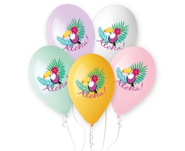 Balony Tukan Aloha Hawajskie Urodzinowe 5 szt.