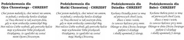 Podziękowanie dla chrzestnych komunia chrzest ślub zestaw prezentowy dla