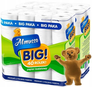 Papier toaletowy 3 warstwy biały Almusso BIG 40 rolek