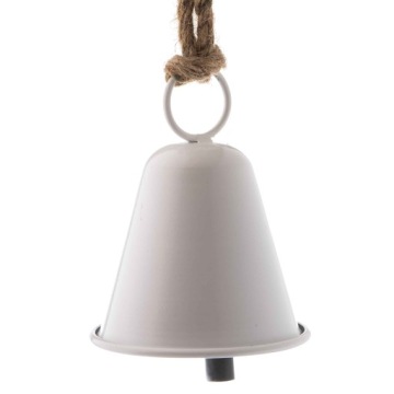 ДЕКОРАТИВНЫЙ МЕТАЛЛИЧЕСКИЙ КОЛОКОЛЬЧИК НА ТОЛСТОЙ ВЕРЕВКЕ, БЕЛЫЙ