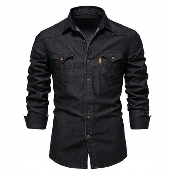 MĘSKA KOSZULA JEANSOWA CASUAL SLIM FIT KOSZULA