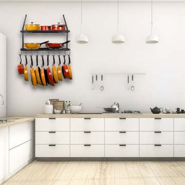 Двухслойная кухонная стойка из кованого железа, настенная, стеллаж для хранения органических горшков