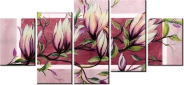 70cm 150cm obraz 5 elem Słodycz magnolii pudrowym