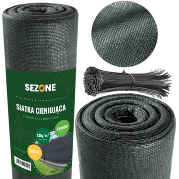 SIATKA CIENIUJĄCA MASKUJĄCA OSŁONA NA OGRODZENIE MATA 1,5x50m UV 90% ZESTAW
