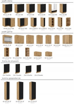 MODENA 2 кухонная мебель Матовый черный/Дуб ремесленный