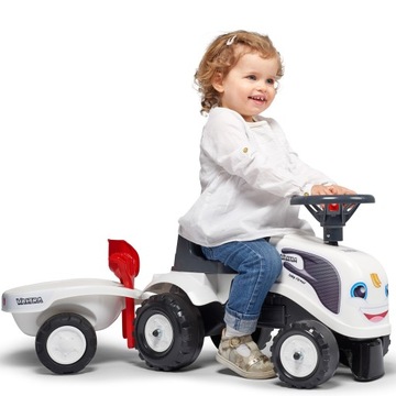 FALK RIDE ON PUSH TRACTOR С ПРИЦЕПОМ BABY VALTRA WHITE С 12 МЕСЯЦЕВ