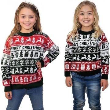 Sweter świąteczny dla dziecka kolor zielonym 13/14