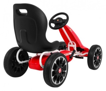 Педальный картинг ABARTH детский красный + колеса EVA + ручной тормоз + W