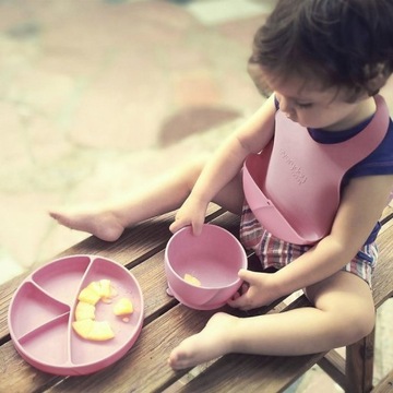 Everyday Baby Śliniak silikonowy z kieszonką Róż