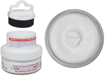 PASTA DO BUTÓW BIAŁA WOSKOWA KREM + GĄBKA 50 ml