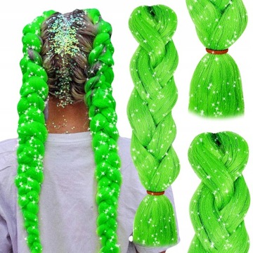 Набор синтетических волос с красочными блестящими косами, 6 шт., искусственные