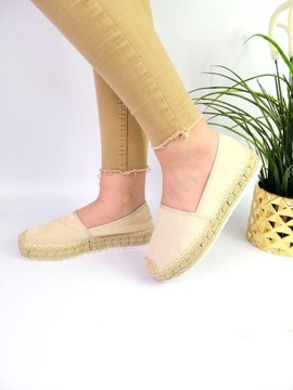 ЭСПАДРИЛИ НА ПЛАТФОРМЕ БЕЖЕВЫЕ ЗАМШЕВЫЕ БАЛЕРИНЫ Размер 39