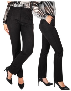 eleganckie SPODNIE W KANT wizytowe Z WYSOKIM STANEM czarne 42 /26 XL FIRI