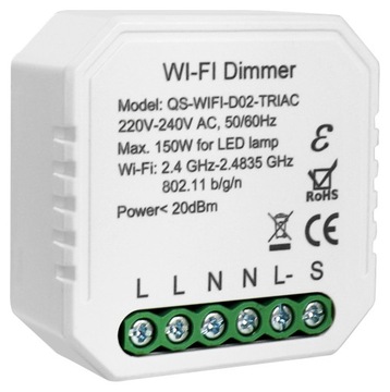 Ściemniacz dopuszkowy WiFi 1 kanał 150W TUYA