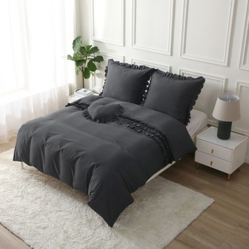 Комплект постельного белья 200 см х 220 70х80см постельное белье с рюшами и подушкой СЕРДЦЕ