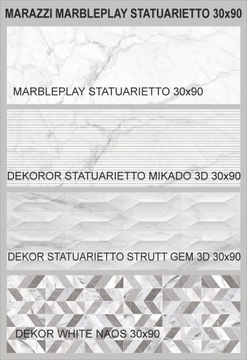 Płytka MARAZZI MARBLEPLAY STATUARIETTO lux 30x90