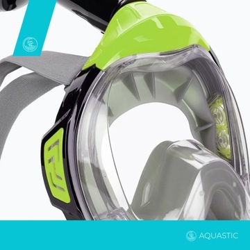 Maska pełnotwarzowa do snorkelingu AQUASTIC KAI zielony L-XL SYSTEM DRY TOP